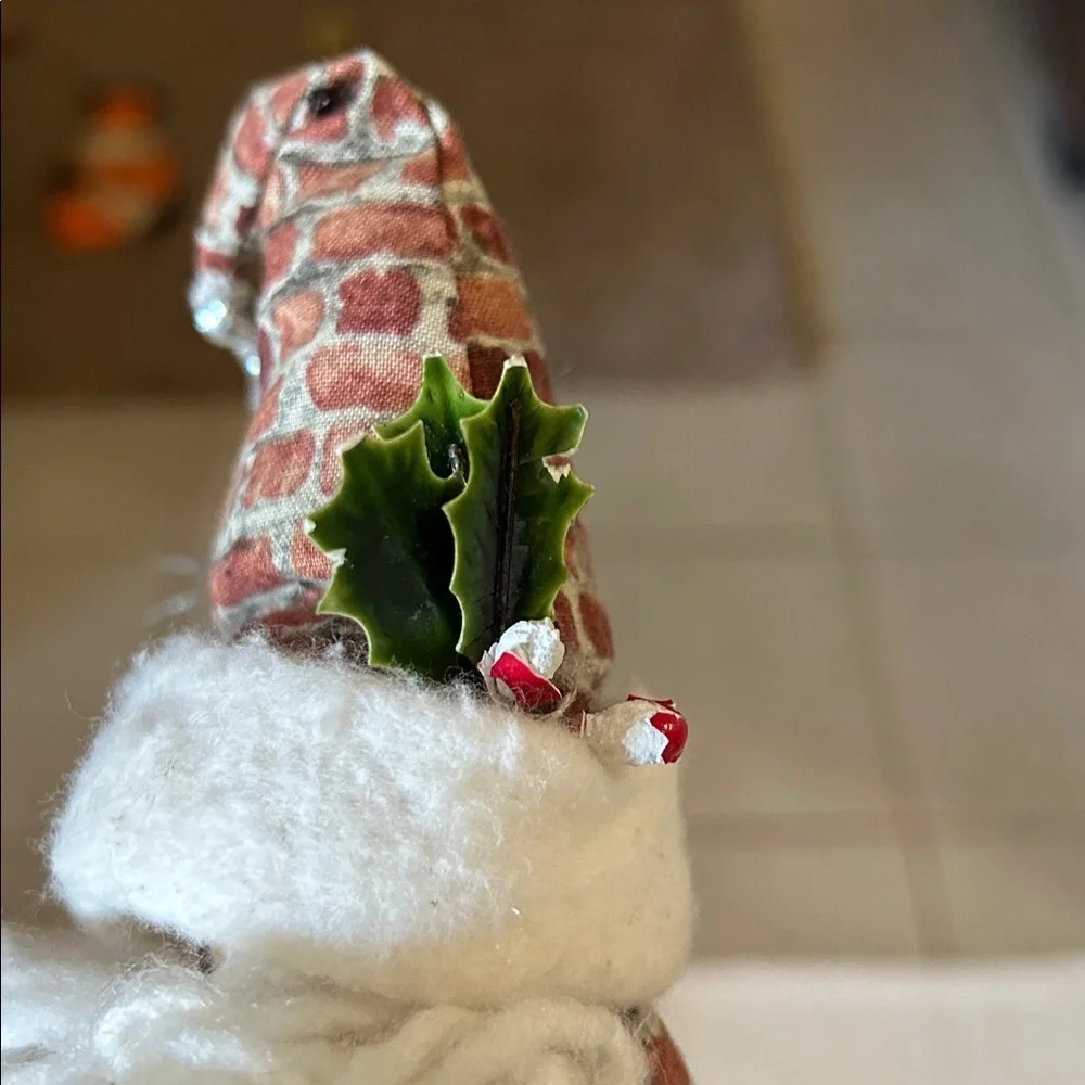 Festive Santa Doll with Brick Pattern Coat